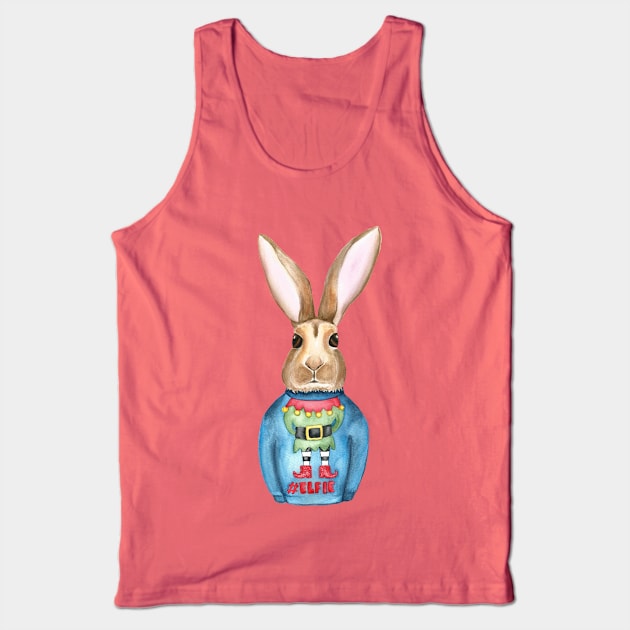 Rabbit wearing Christmas jumper Tank Top by Lapine_Curieuse